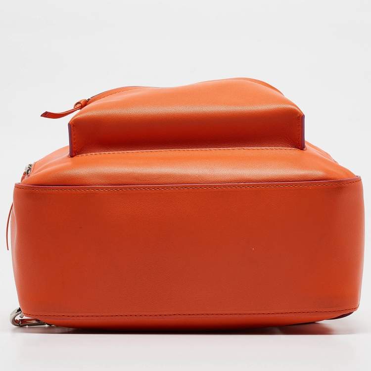 Pre Owned Versace Orange Leather Medusa Backpack