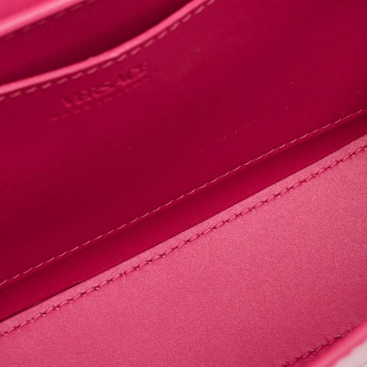 Pre Owned Versace Pink Leather Greca Goddess Shoulder Bag