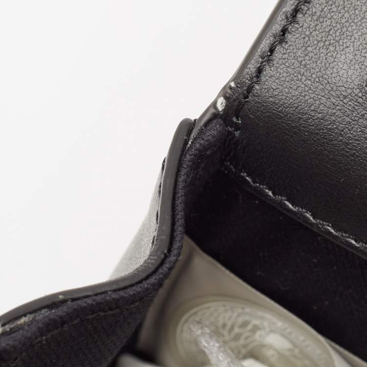 Pre Owned Versace Black Leather Virtus Flap Saddle Bag