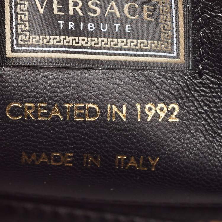 Pre Owned Versace Gold Leather Tribute Medallion Satchel