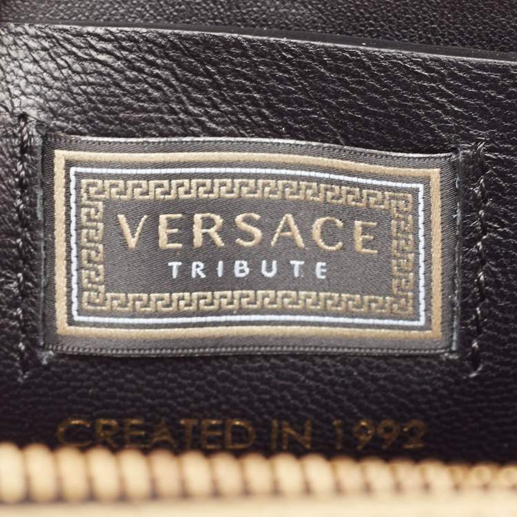 Pre Owned Versace Gold Leather Tribute Medallion Satchel