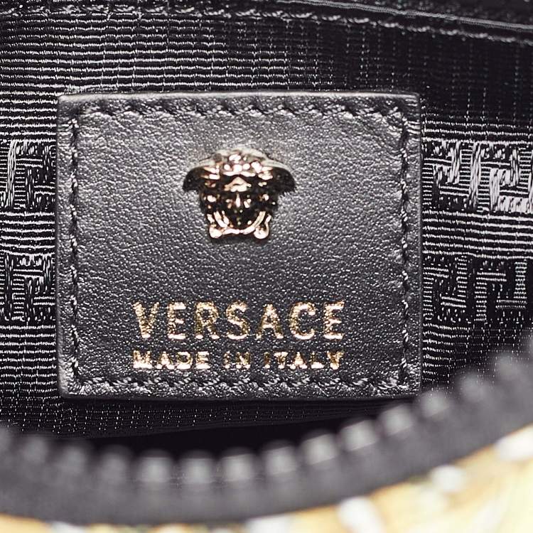 Pre Owned Versace Black/yellow Barocco Print Fabric Medusa Pouch