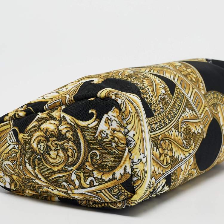 Pre Owned Versace Black/yellow Barocco Print Fabric Medusa Pouch