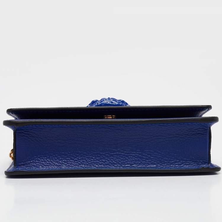 Pre Owned Versace Blue Leather Palazzo Chain Clutch