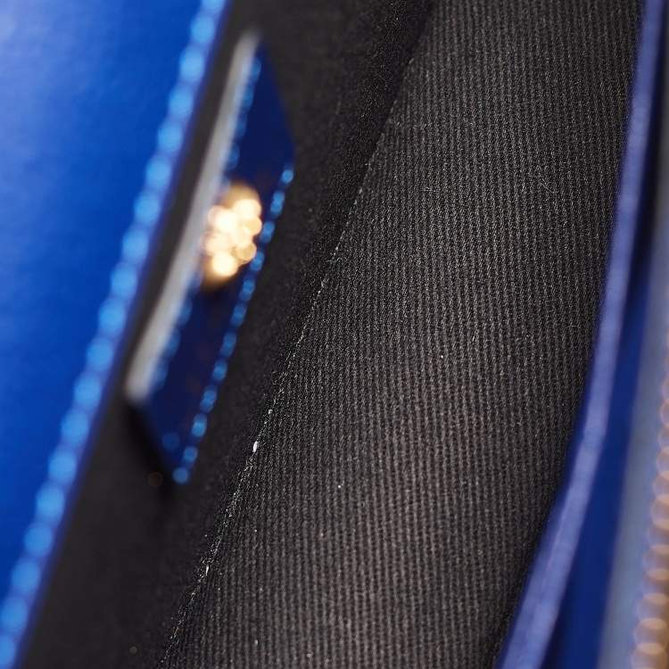 Pre Owned Versace Blue Leather Palazzo Chain Clutch