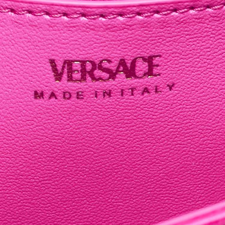 Pre Owned Versace Magenta Satin La Medusa Chain Clutch