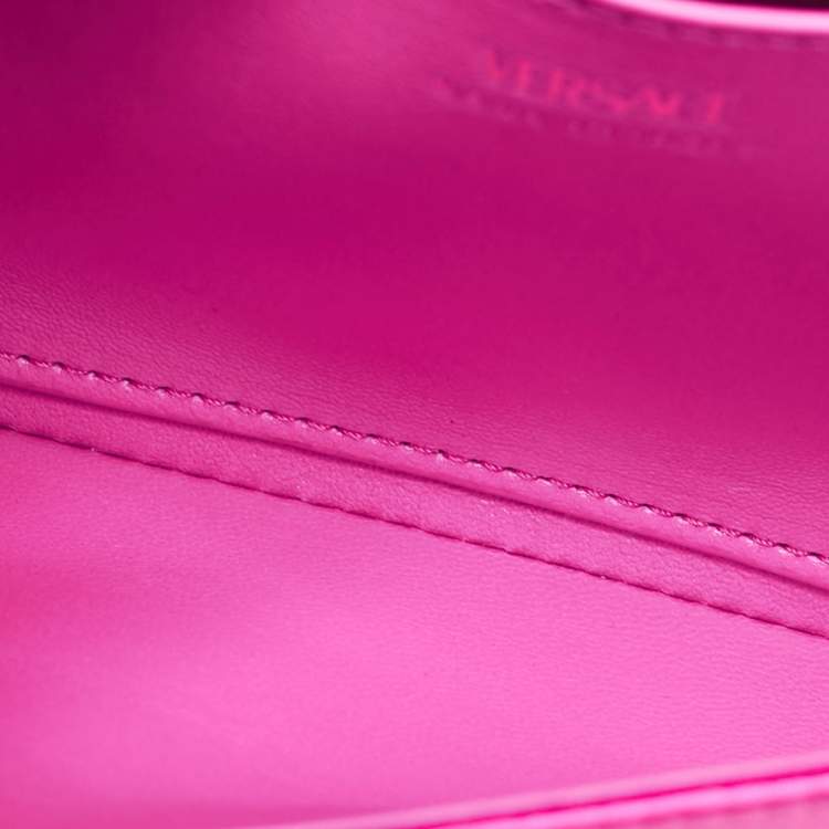 Pre Owned Versace Magenta Satin La Medusa Chain Clutch
