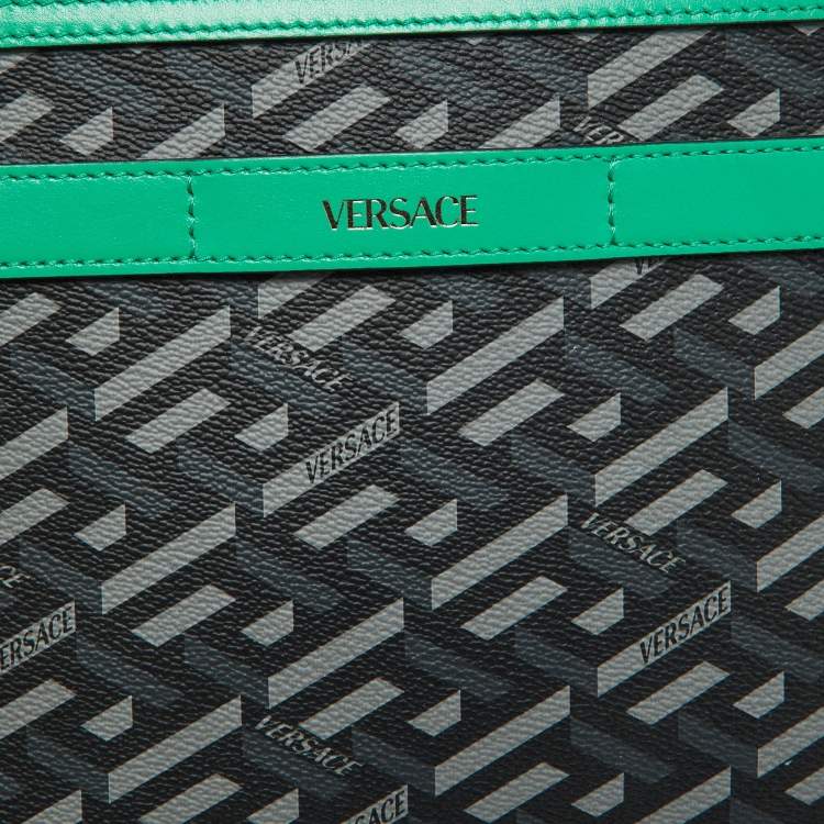 مملوكة مسبقًا Versace Multicolor Signature Textured Canvas and Leather La Greca Shoulder Bag