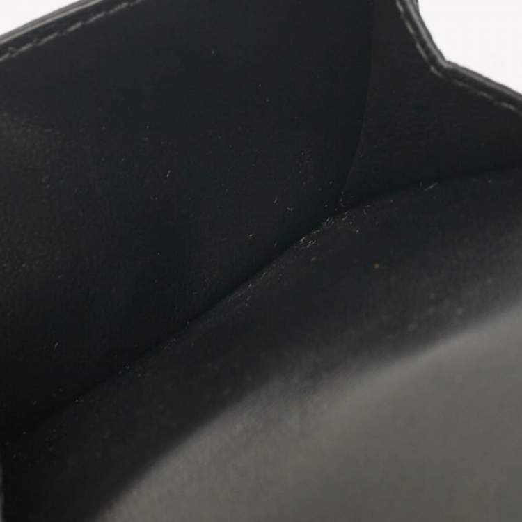 Pre Owned Versace Black Leather Mini Medusa Trifold Wallet On Chain