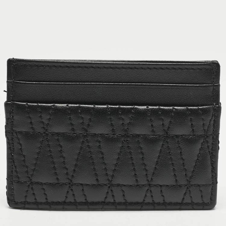 Pre Owned Versace Black Quilted Leather Virtus Card Holder