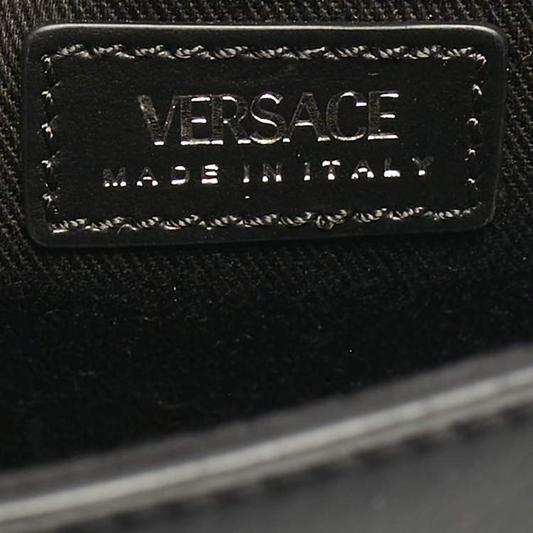 Pre Owned Versace Black Leather Small Medusa Top Handle Bag