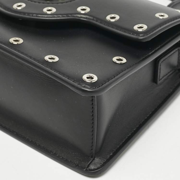 Pre Owned Versace Black Leather Small Medusa Top Handle Bag