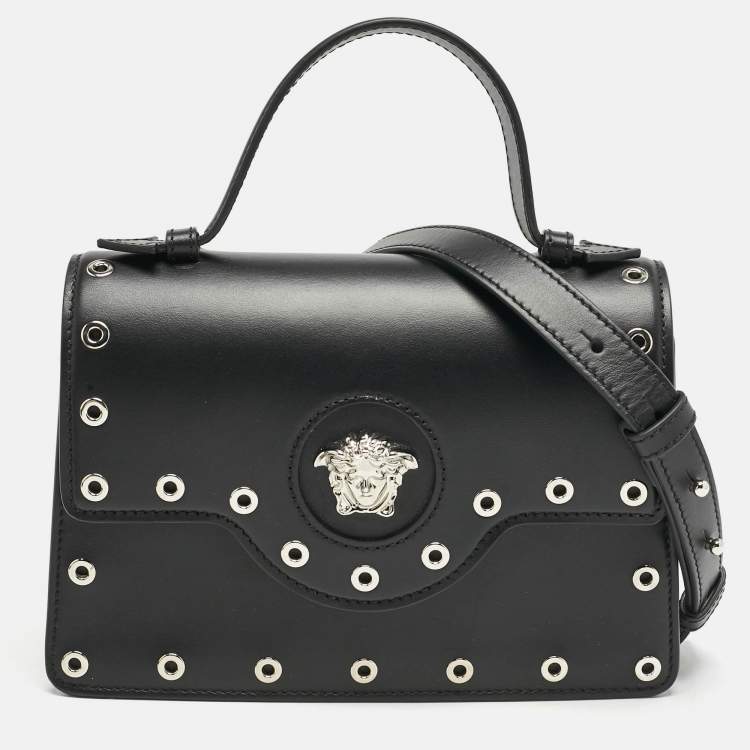 【関税込み】Small Top Handle Bag - Versace - Leather - Black Versace Black Leather Small Medusa Top Handle Bag Versace | TLC