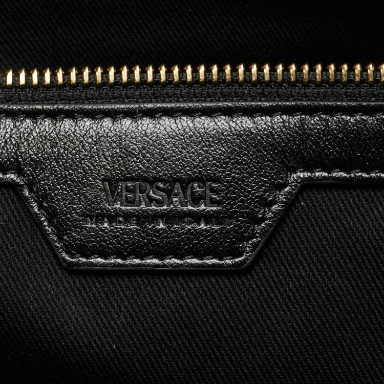 Pre Owned Versace Black Quilted Leather Large Greca Goddess Tote