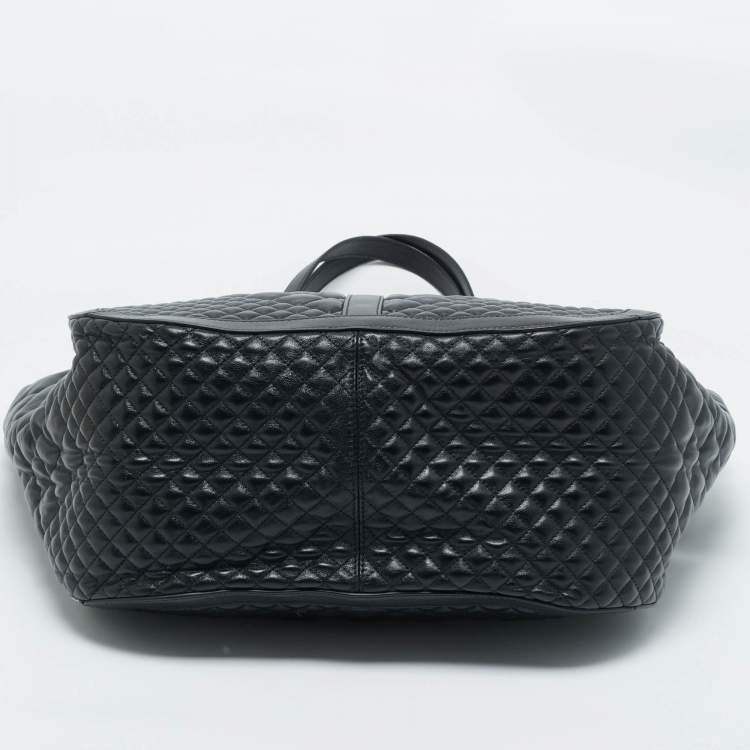Pre Owned Versace Black Quilted Leather Large Greca Goddess Tote