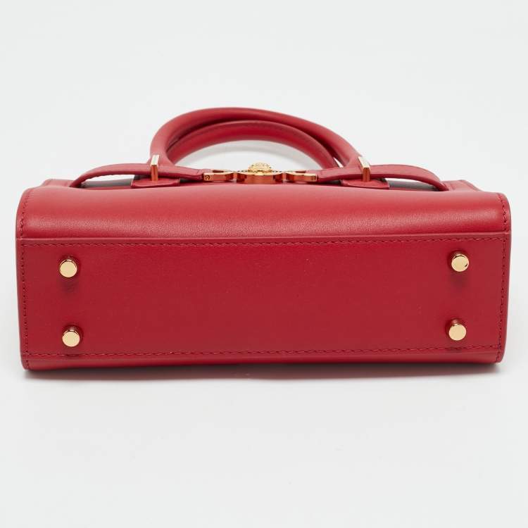 Pre Owned Versace Red Leather Medusa 95 Tote