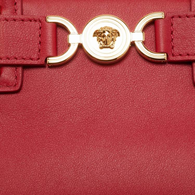 Pre Owned Versace Red Leather Medusa 95 Tote