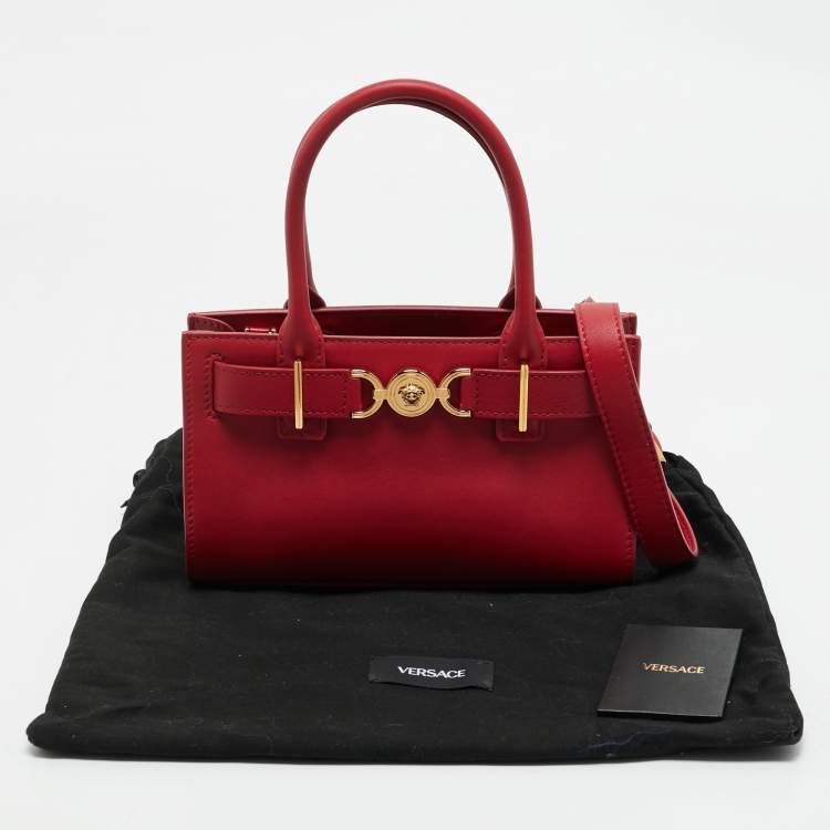 Pre Owned Versace Red Leather Medusa 95 Tote