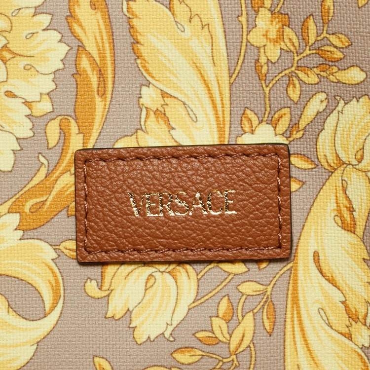 Pre Owned Versace Brown Leather La Medusa Shopper Tote