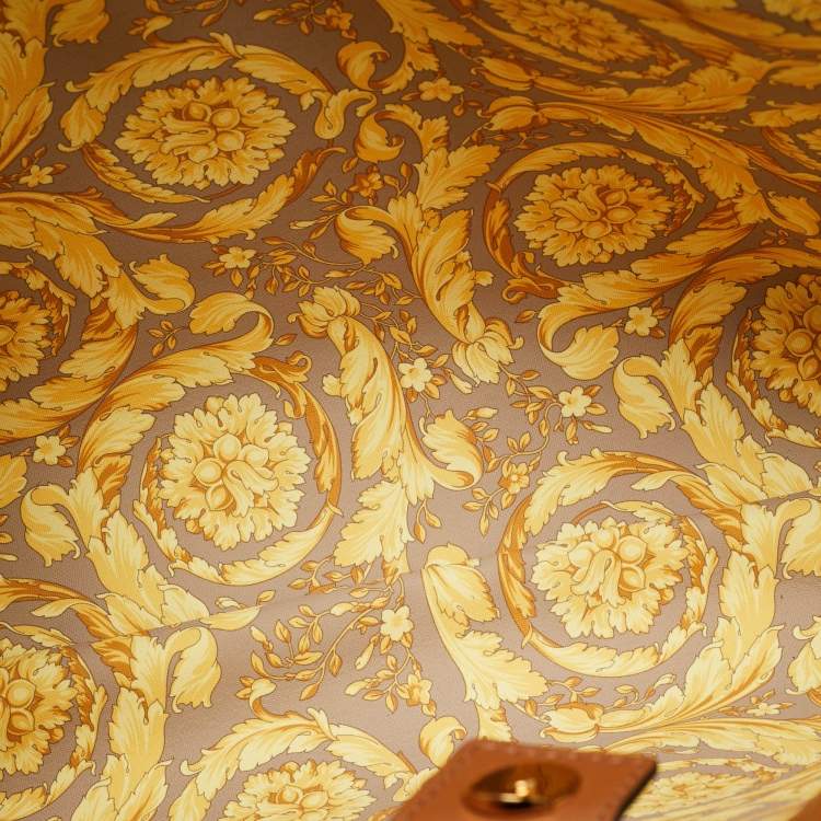 Pre Owned Versace Brown Leather La Medusa Shopper Tote