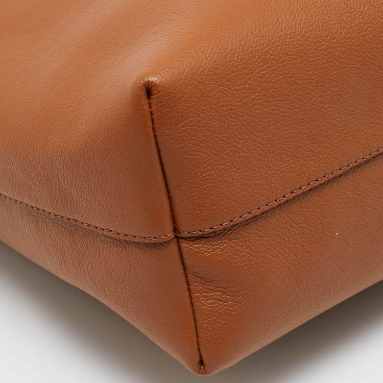 Pre Owned Versace Brown Leather La Medusa Shopper Tote