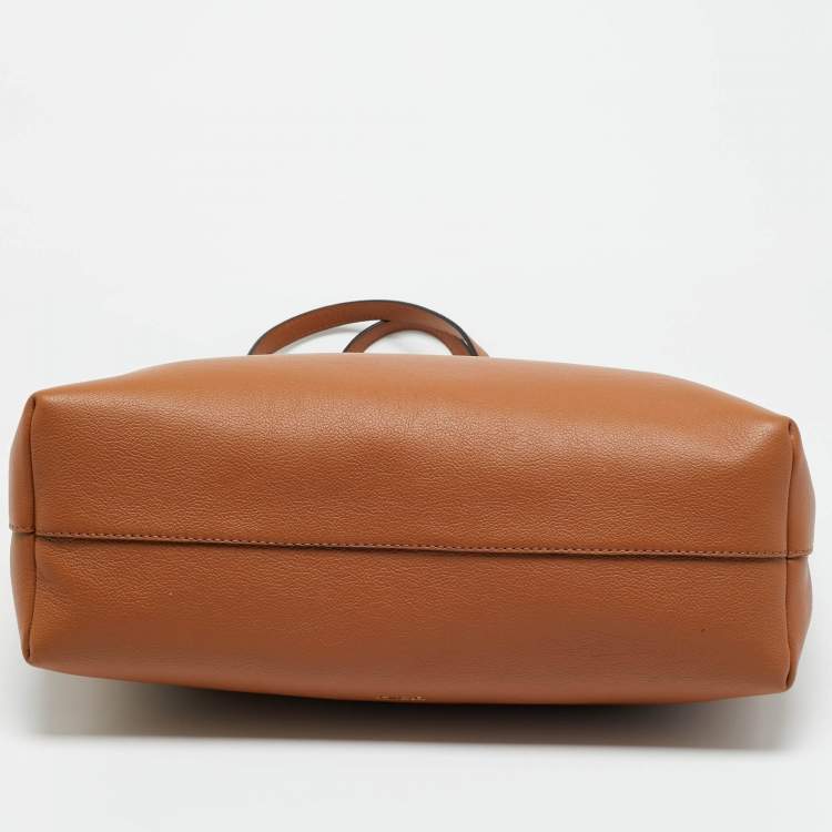 Pre Owned Versace Brown Leather La Medusa Shopper Tote