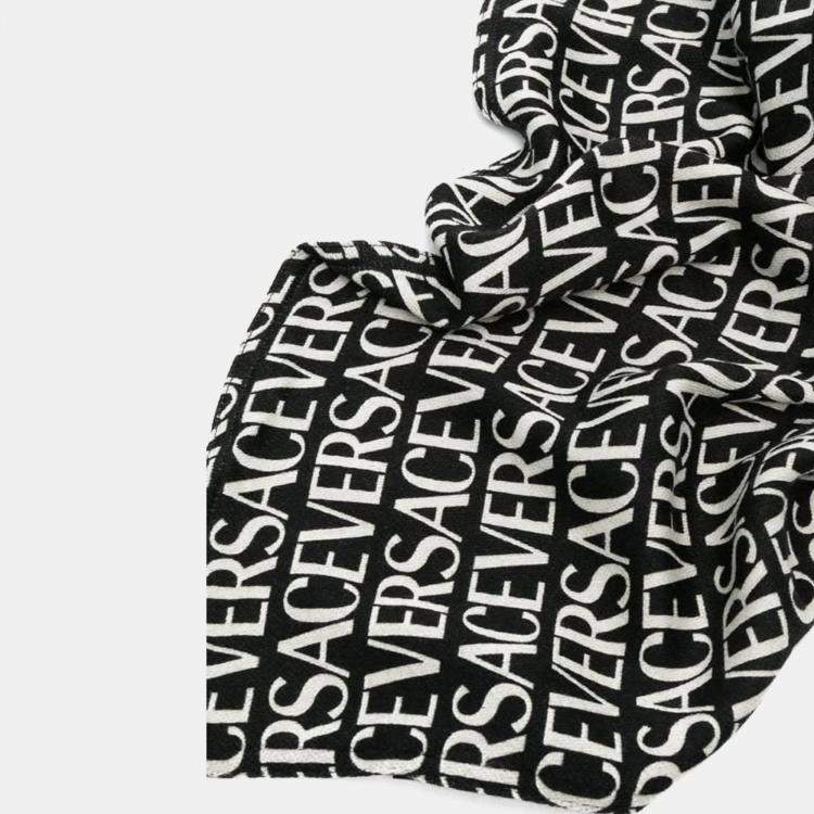 Pre Owned Versace All Over Black Leather Travel Set