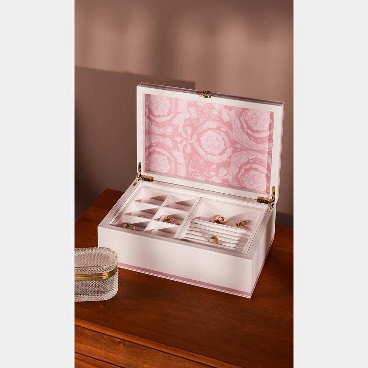 Pre Owned Versace Barocco Pink Wood Jewelry Box