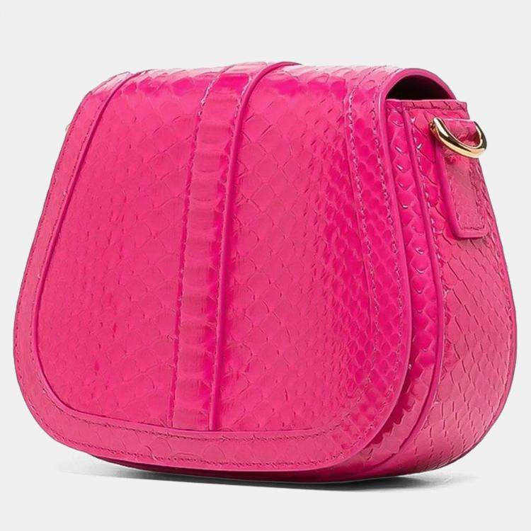 Pre Owned Versace Greca Pink Leather Chain Shoulder Bag