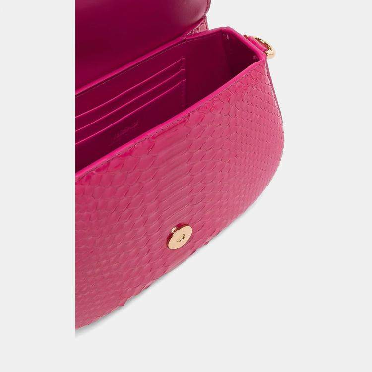 Pre Owned Versace Greca Pink Leather Chain Shoulder Bag