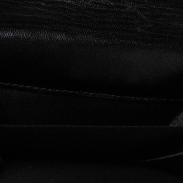 Pre Owned Versace Black Croc Embossed Leather Medusa Flap Compact Wallet