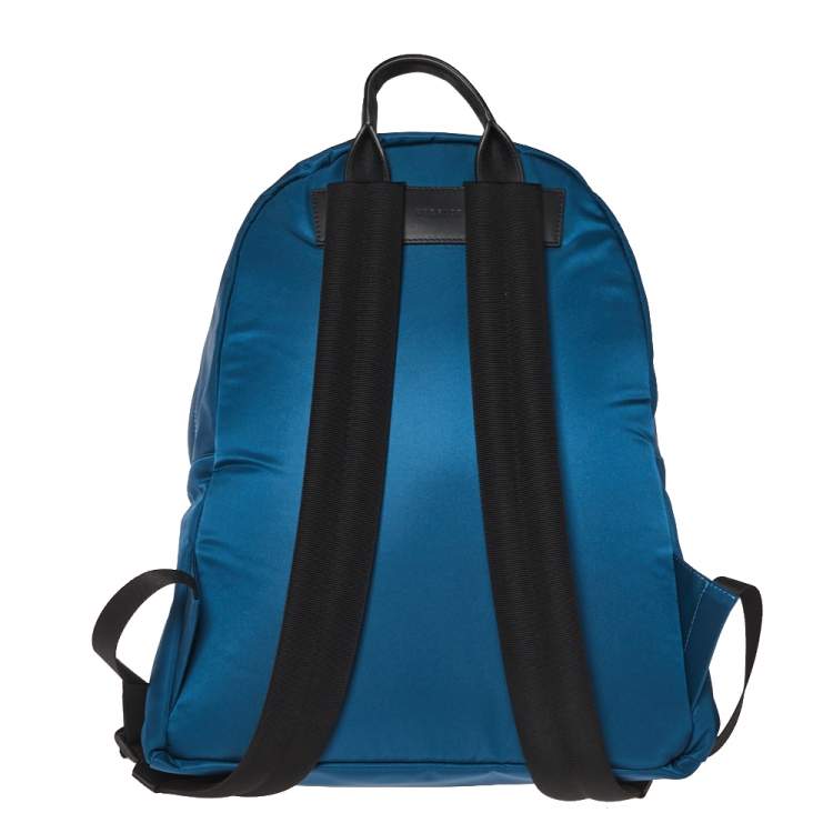 Pre Owned Versace Blue Nylon and Leather Medusa Pallazo Backpack 