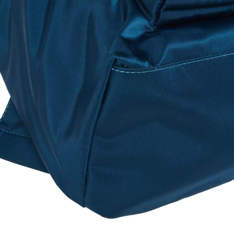 Pre Owned Versace Blue Nylon and Leather Medusa Pallazo Backpack 