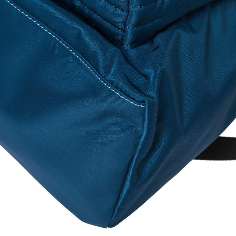 Pre Owned Versace Blue Nylon and Leather Medusa Pallazo Backpack 