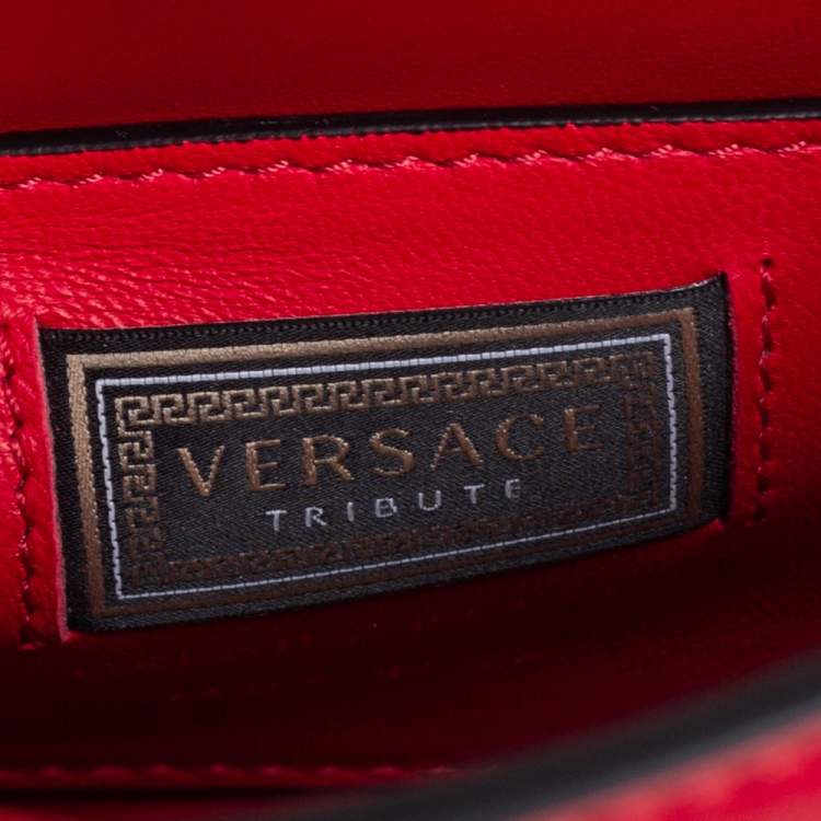 Pre Owned Versace Red Leather Icon Medusa Top Handle Bag