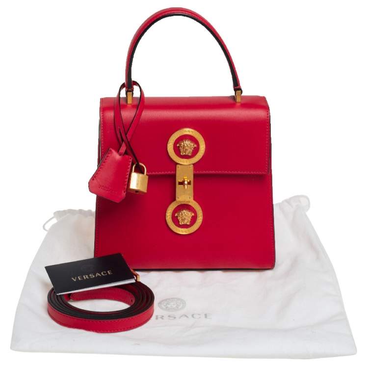 Pre Owned Versace Red Leather Icon Medusa Top Handle Bag
