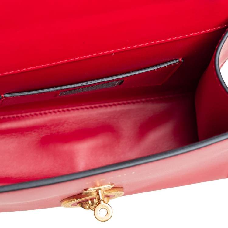 Pre Owned Versace Red Leather Icon Medusa Top Handle Bag