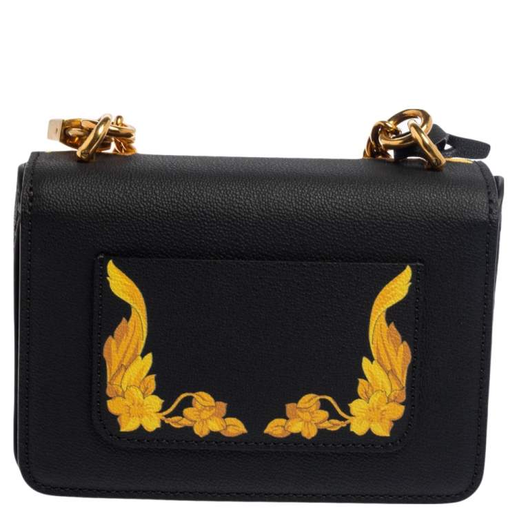 مملوكة مسبقًا Versace Black/Yellow Baroque Print Leather Icon Shoulder Bag