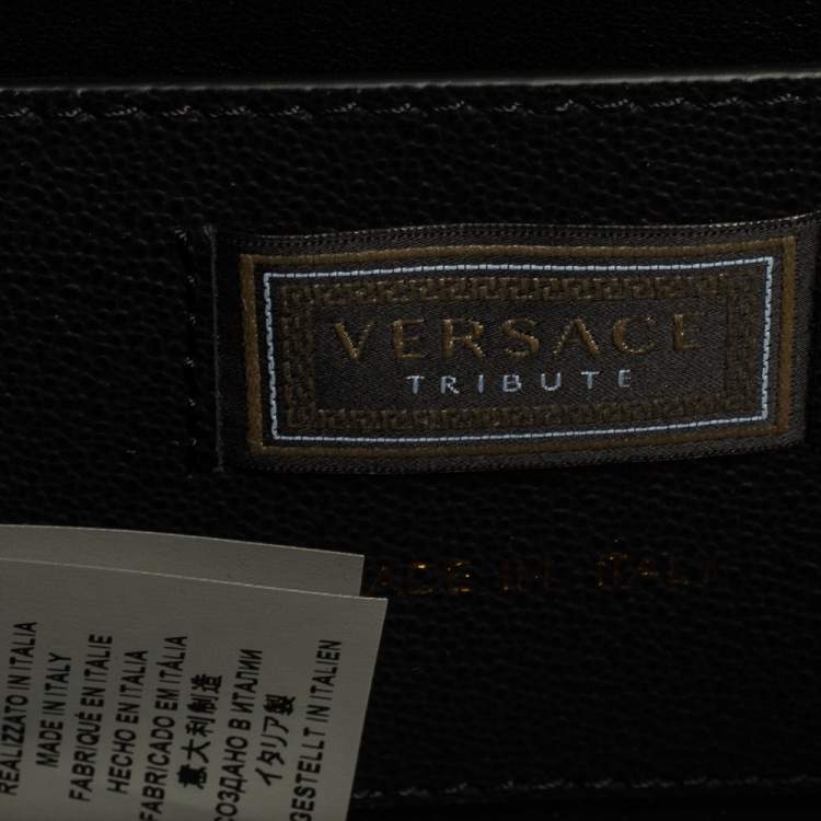 مملوكة مسبقًا Versace Black/Yellow Baroque Print Leather Icon Shoulder Bag