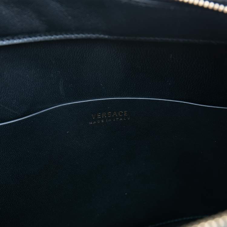 Pre Owned Versace Black Leather Tribute Medussa Studded Tote