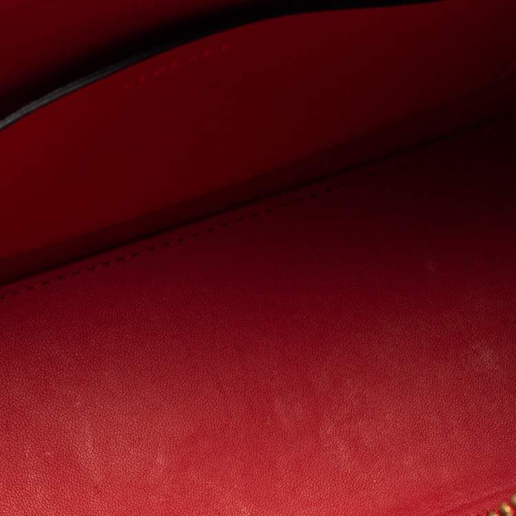 Pre Owned Versace Red Leather Tribute Medusa Studded Zip Tote