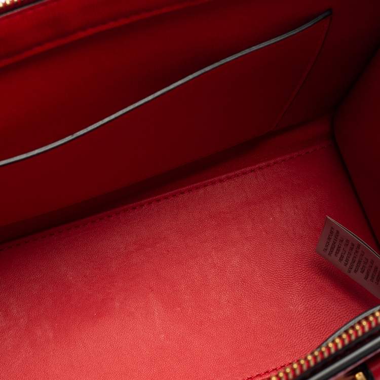 Pre Owned Versace Red Leather Tribute Medusa Studded Zip Tote