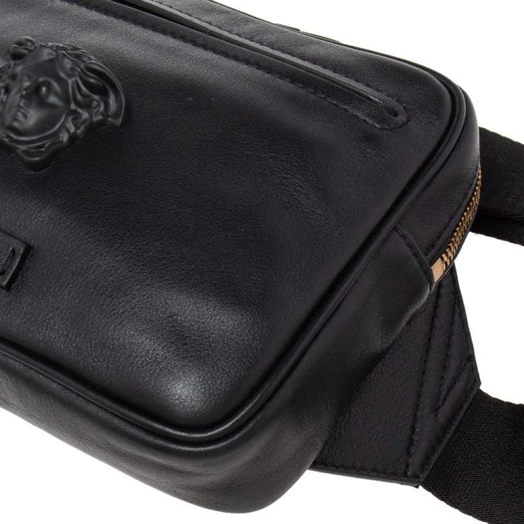 Pre Owned Versace Black Leather La Medusa Belt Bag