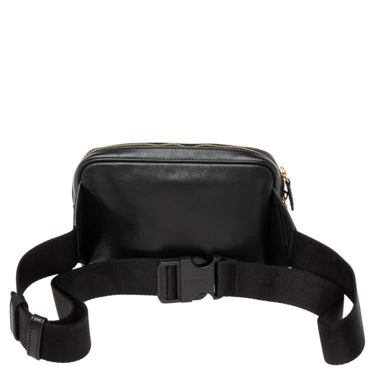 Pre Owned Versace Black Leather La Medusa Belt Bag