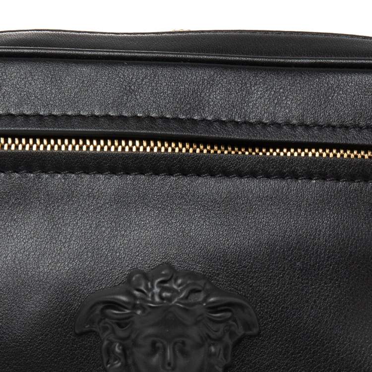 Pre Owned Versace Black Leather La Medusa Belt Bag