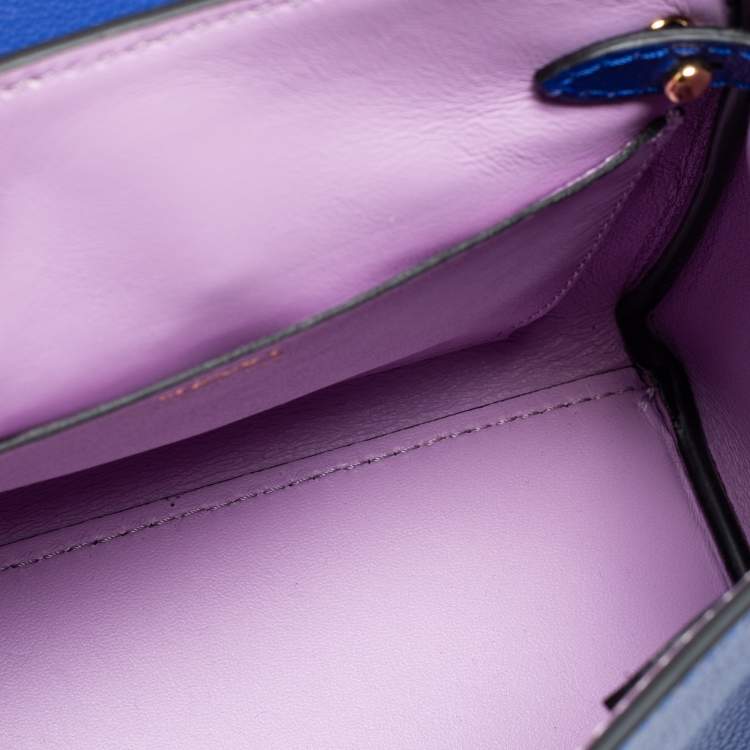 Pre Owned Versace Blue Leather La Medusa Top Handle Bag