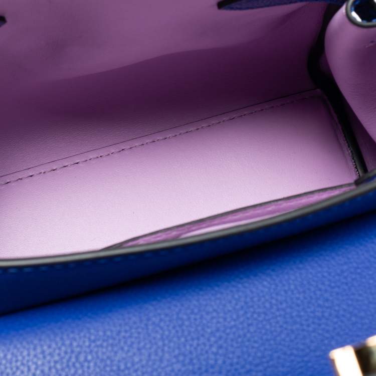 Pre Owned Versace Blue Leather La Medusa Top Handle Bag