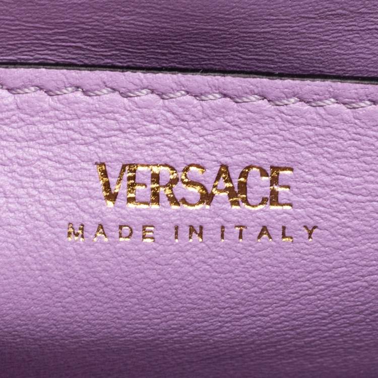 Pre Owned Versace Blue Leather La Medusa Top Handle Bag