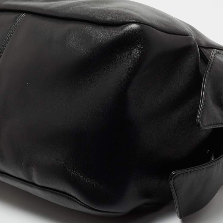 Pre Owned Versace Black Leather Medusa Head Tote