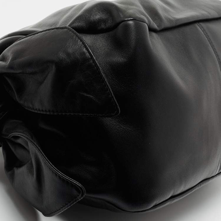 Pre Owned Versace Black Leather Medusa Head Tote